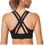 Yvette Sport BH Starker Halt Gekreuzt R&uuml;cken Gro&szlig;e Br&uuml;ste Lauf Fitness Yoga Bra, Schwarz f&uuml;r 14,25&euro;
