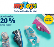 Zauberhafte 20% Extra-Rabatt gibt es nun auf alle Schuhe f&uuml;r Kids bei myToys