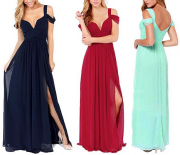 Zauberhaftes Maxikleid von cooshional mit V-Ausschnitt in verschiedenen Farben nur 19,59 Euro