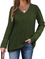 Zeagoo Damen Pullover mit V-Ausschnitt 
