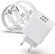 ZNBTCY 2 Port USB Ladeger&auml;t mit 2er Pack iPhone Ladekabel Apple MFi Certified