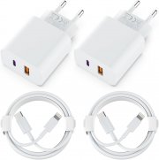 ZNBTCY 2er Pack USB A+C Schnellladeger&auml;te + 2er Pack Lightning Schnellladekabel Apple MFi Certified